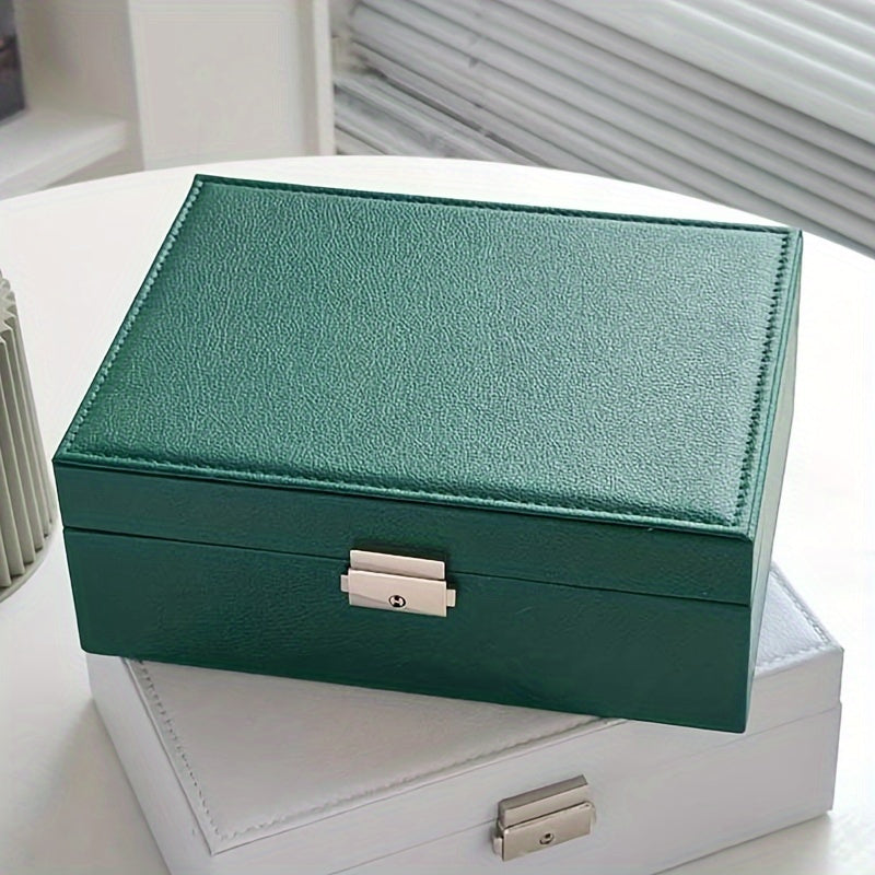 Large Capacity 2-Layer Jewelry Organizer with Lock for Earrings Necklaces Bracelets