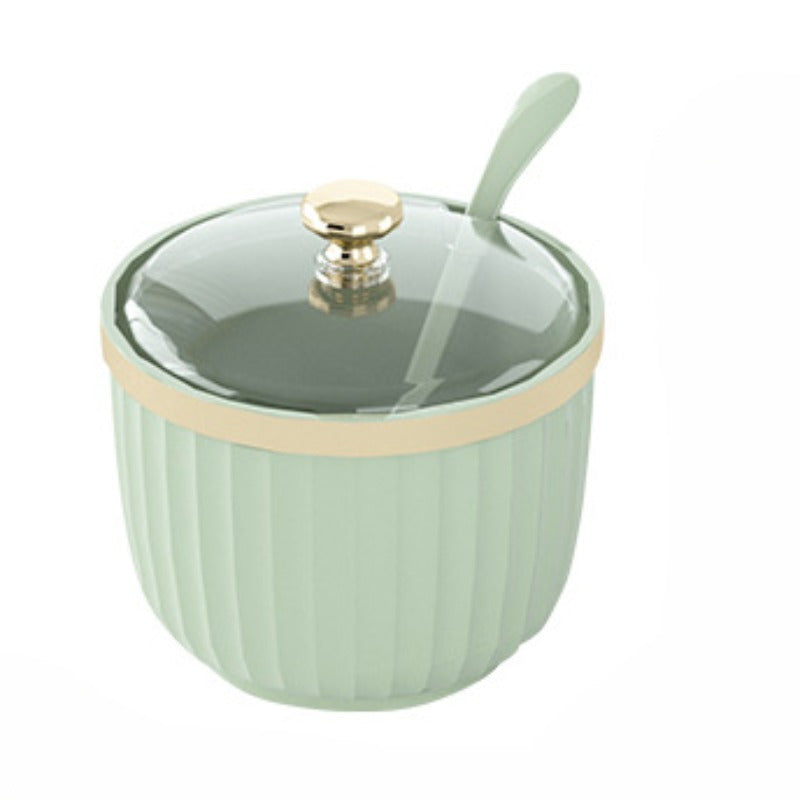 Kitchen Spice Storage Set Plastic Salt Sugar Oil Jar with Spoon and Covered Jars