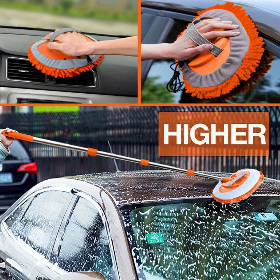 Car Cleaning Kit with Microfiber Brush Mop Mitt Sponge and Duster for Spotless Shine