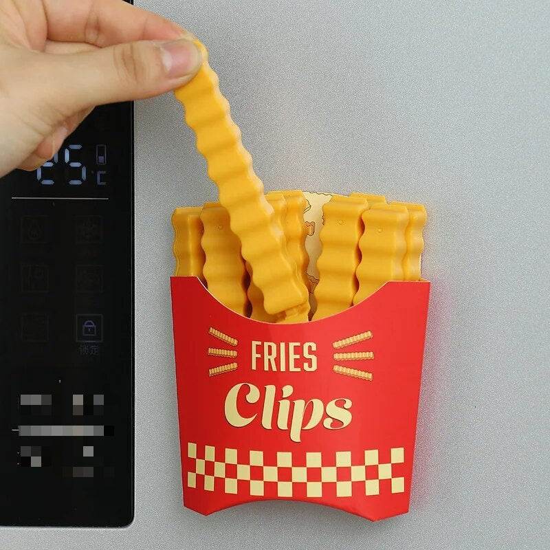 French Fry Shaped Bag Clips Set of 12 Moisture-Proof Plastic Sealing Clips for Snacks and Bread