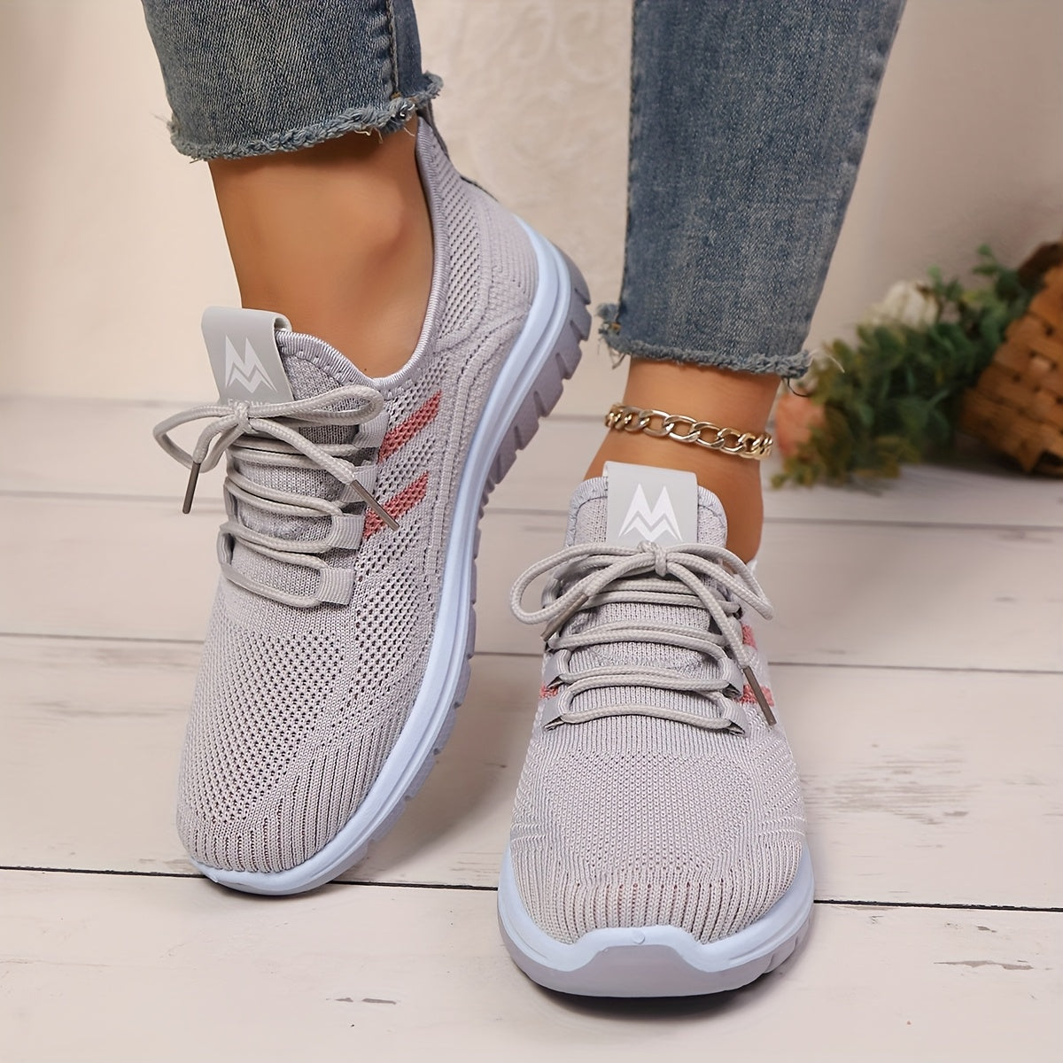 Women's Breathable Mesh Low-Top Sneakers for Running and Walking