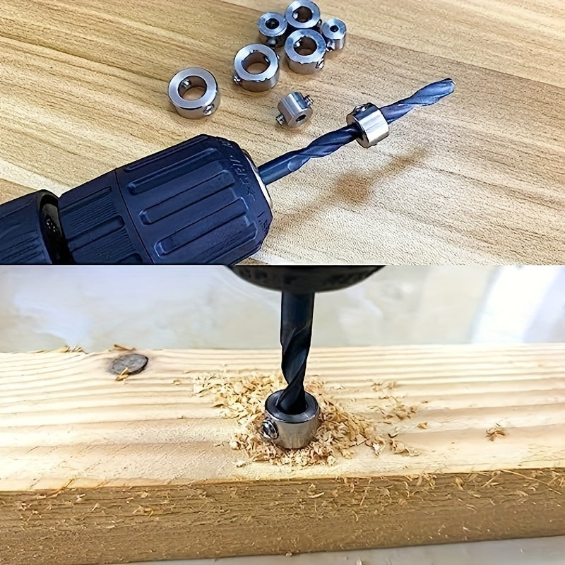 Adjustable Drill Depth Stop Bit Collar Set Woodworking Tool with Screws