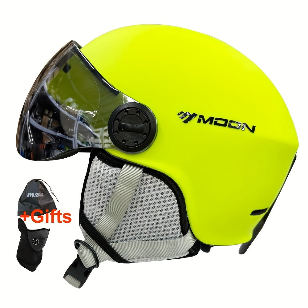 Casco de esquí con gafas de ajuste universal construcción en PC EPS visor para snowboard y patinaje