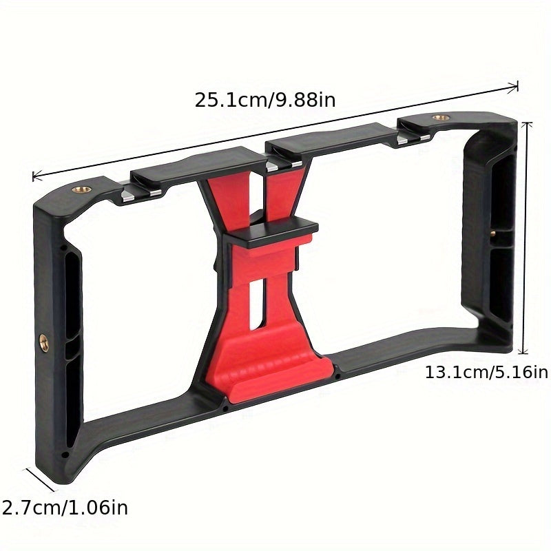 1 шт. Универсальный ручной стабилизатор для мобильного телефона с поворотной головкой, держателем для микрофона, стойкой для заполняющего света, тремя портами для холодного башмака, несколькими портами расширения 1/4, базой для горячего башмака.