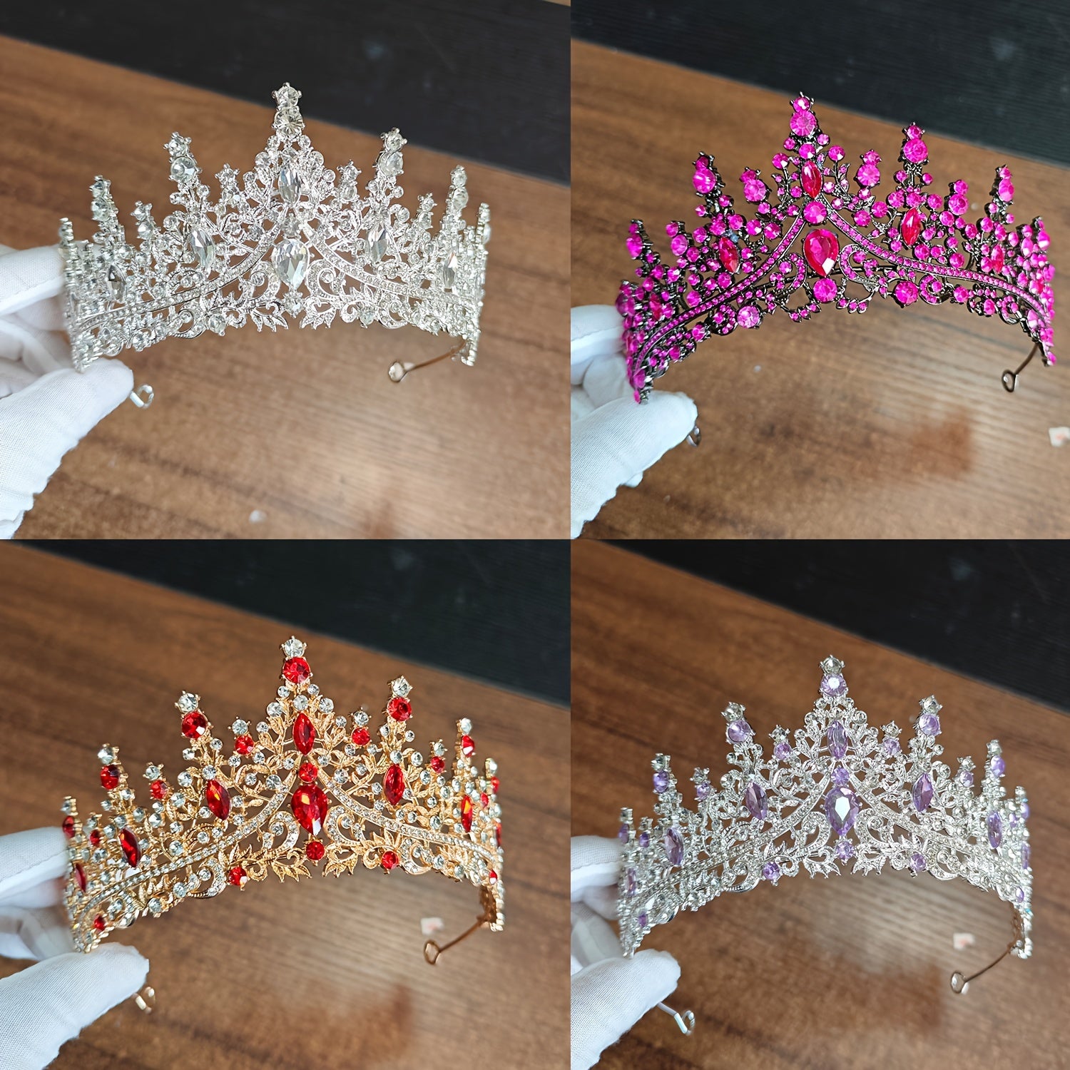 Bridal Headpiece Crystal-Studded Oversized Crown for Weddings and Events