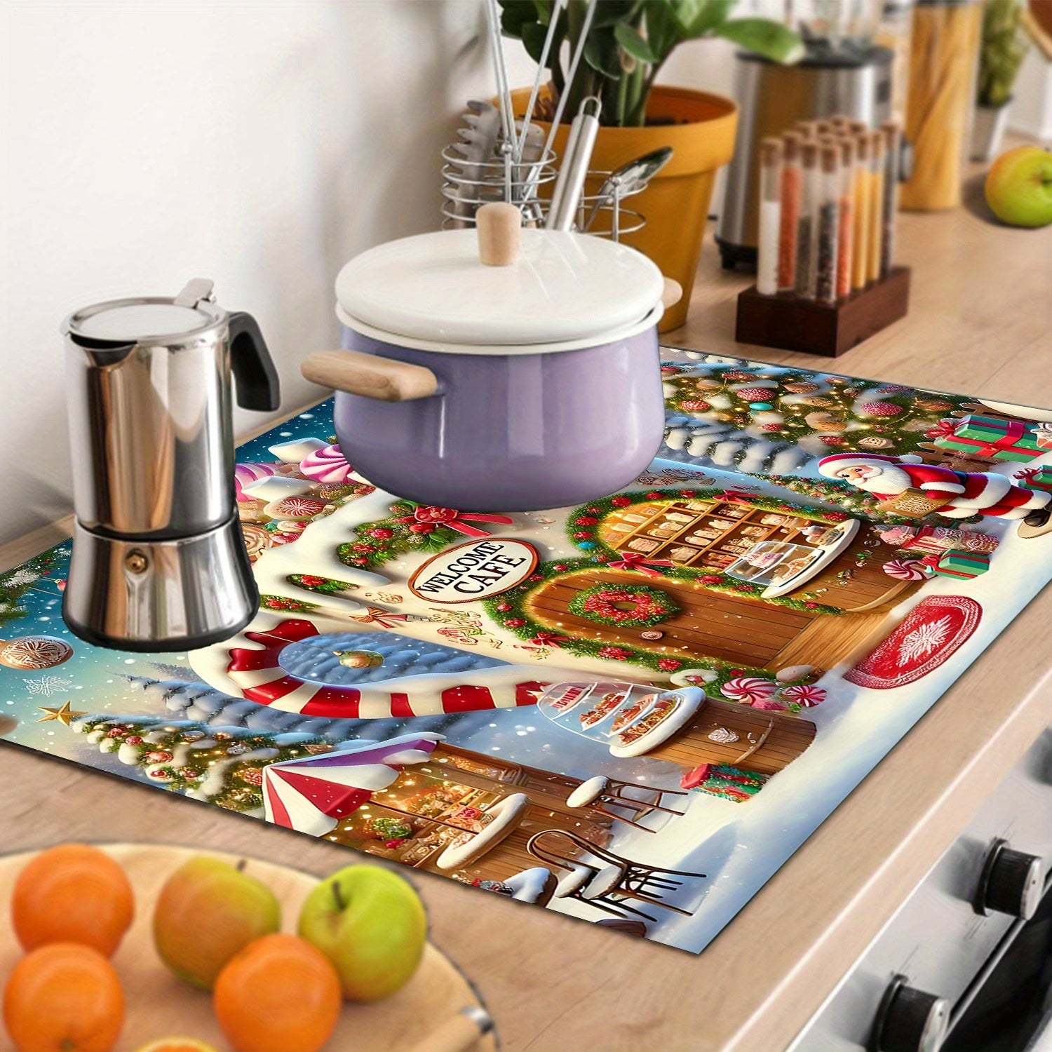 Festive Christmas Stove Top Protector Waterproof Scratch-Resistant Heat-Resistant Cover
