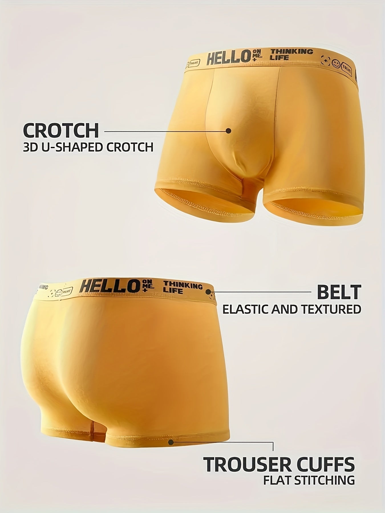 Men's 5-Pack Breathable Polyester Boxer Briefs with Embroidery Mid-Rise Comfort Fit