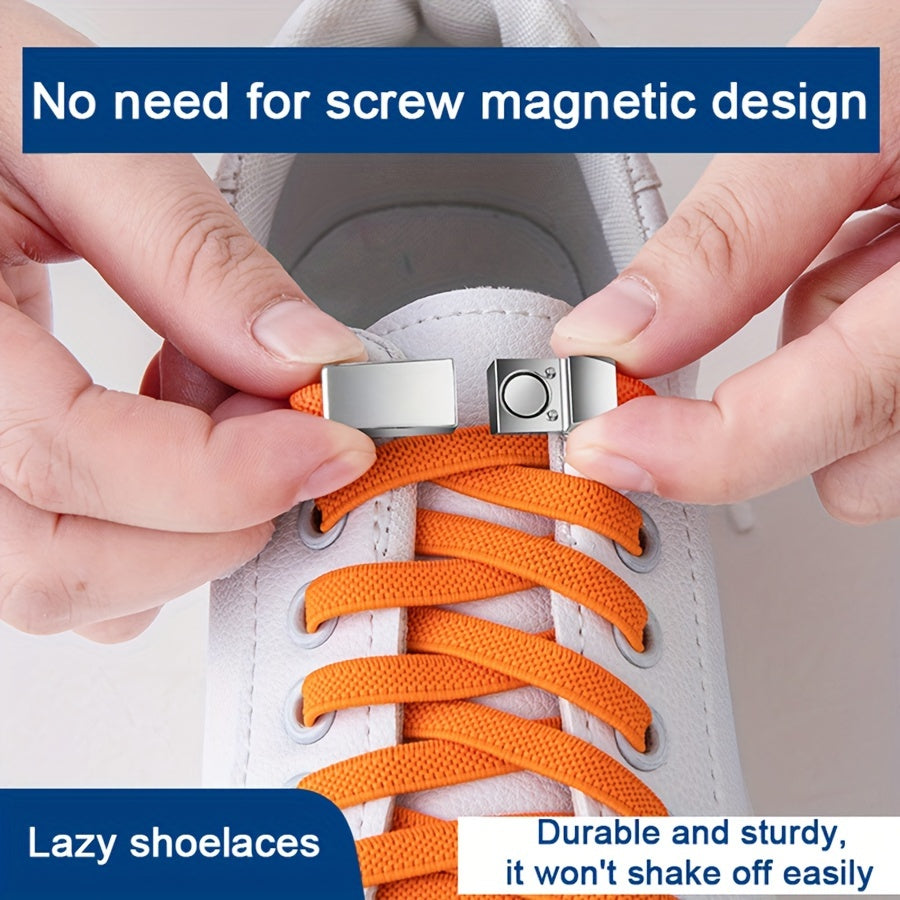 Unisex Metal Magnetic Shoelace Buckle Solid Color Elastic Lace Clip