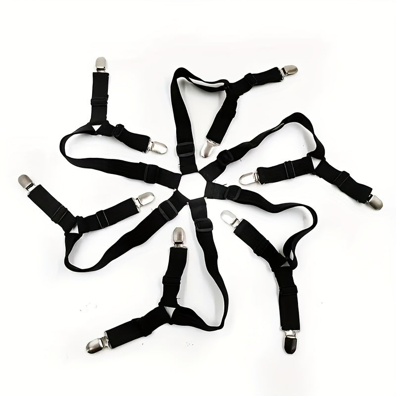 Adjustable Elastic Bed Sheet Fasteners for Fitted and Flat Sheets