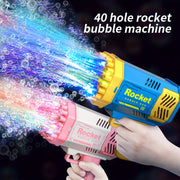 Kids' Electric Bubble Gun with LED Lights Pink Blue 40 Holes Outdoor Party Toy