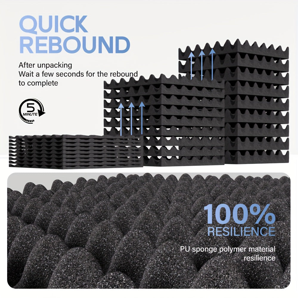 12-штук акустических пенопластовых панелей для звукоизоляции, плитки с дизайном яичной скорлупы для стен и потолков музыкальной студии, черные, белые, серые