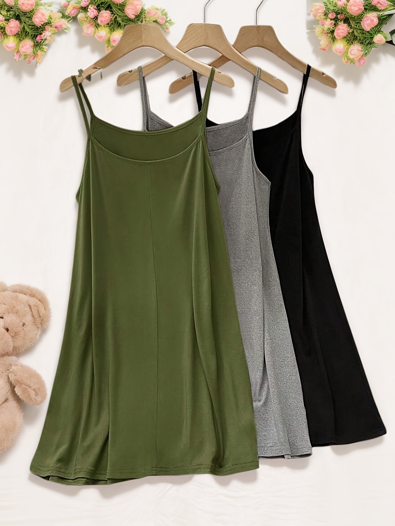 Женский комплект из 3 предметов ночная рубашка и бралет с однотонным цветом для полных женщин