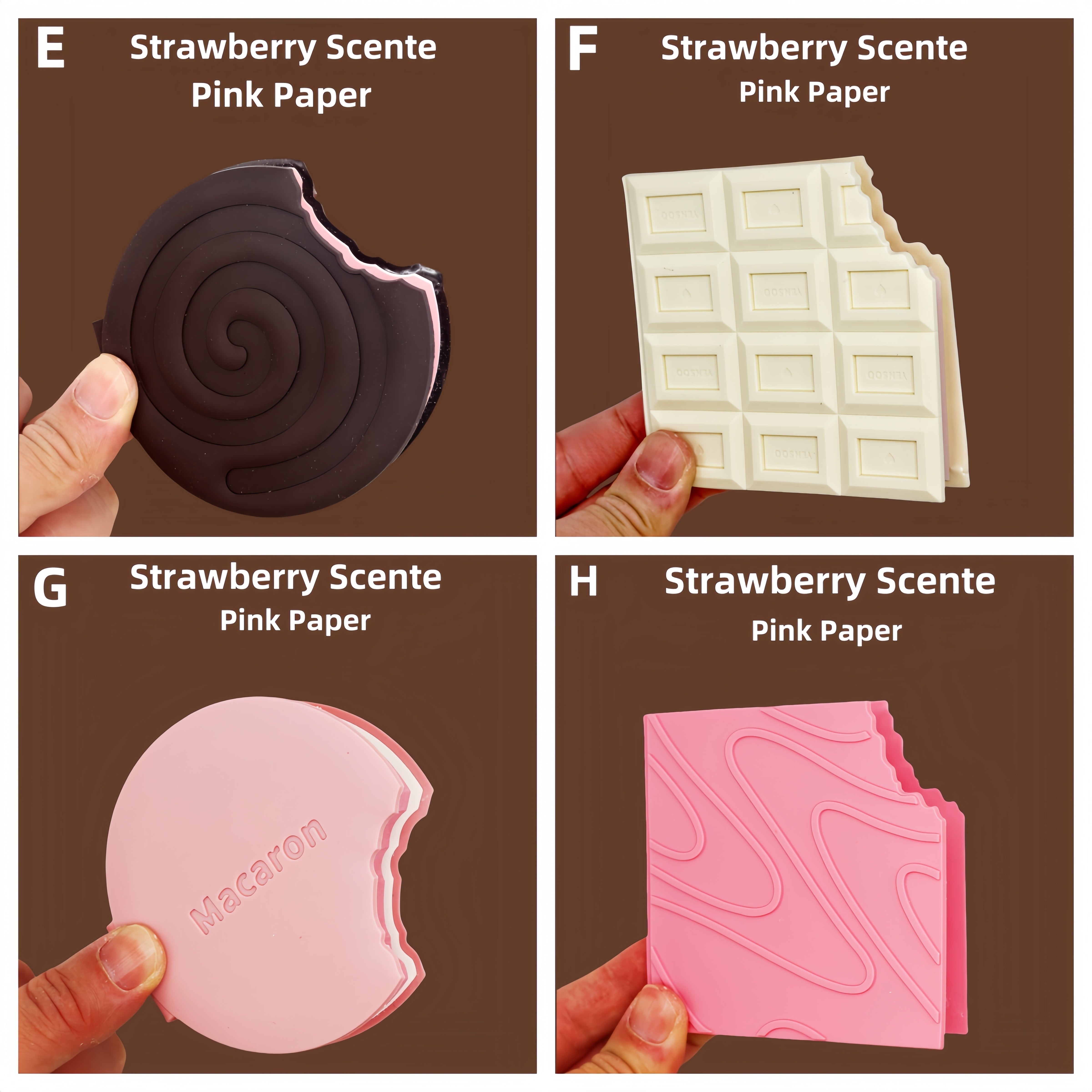 Mini Notebook in Chocolate Macaron Waffle Strawberry Shortcake Design with 80 Tear-Off Pages