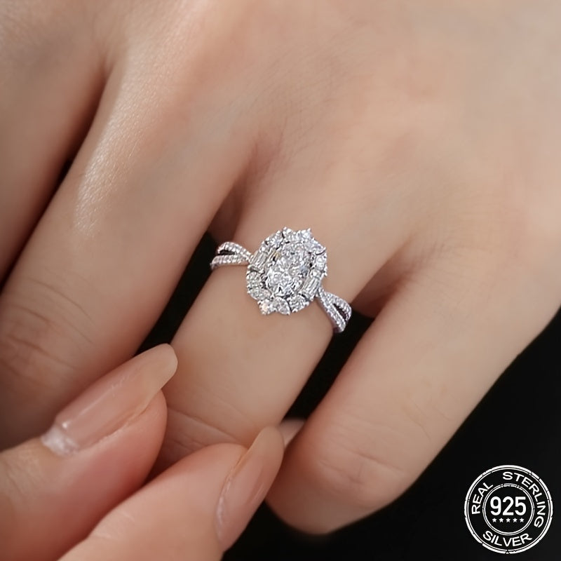 Ayollar uchun Sterling Silver Moissanite uzuk 2CT oval kesim, gipoallergik zargarlik buyumlari