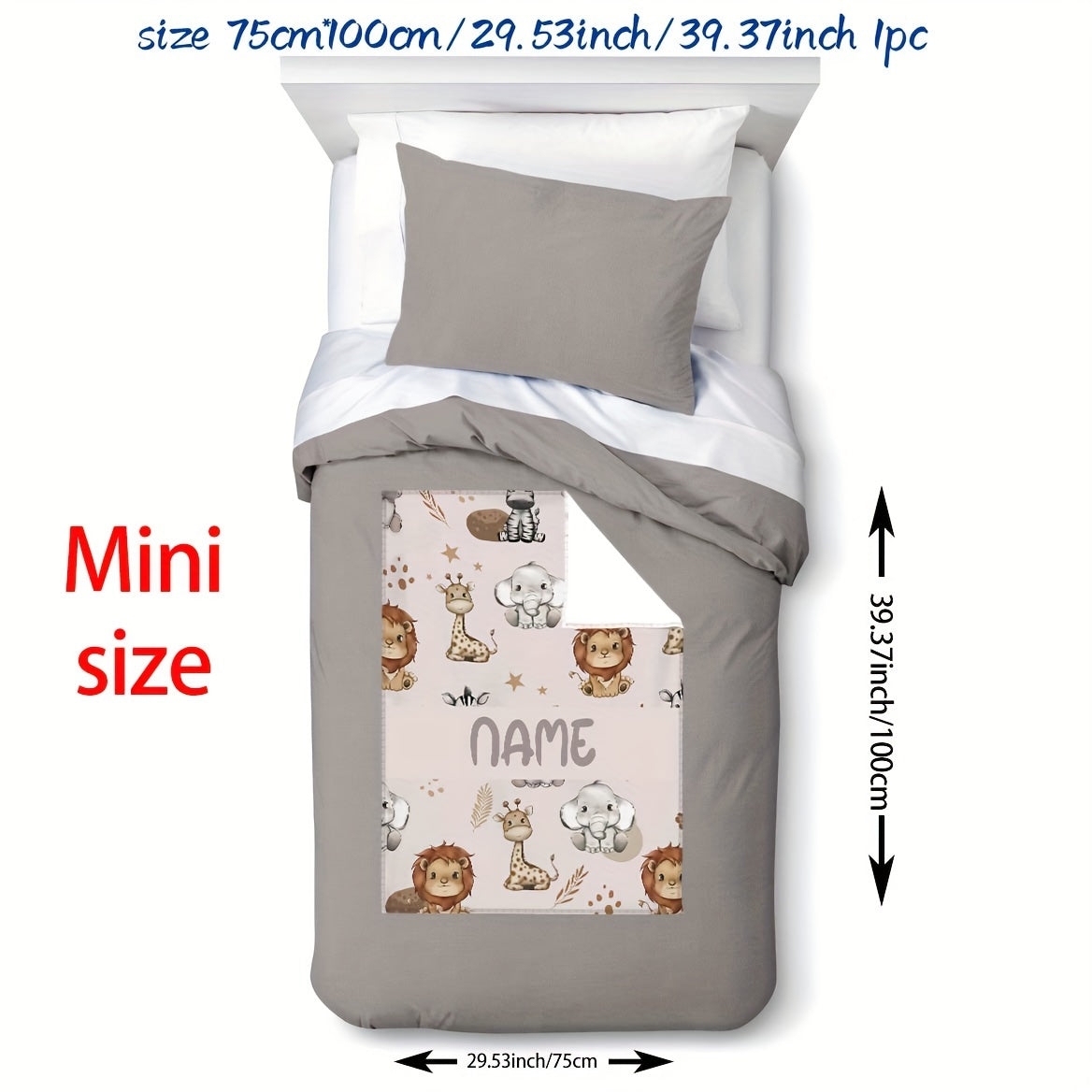 Personalized Small Animal Flannel Blanket Cozy Holiday Gift for Office Living Room