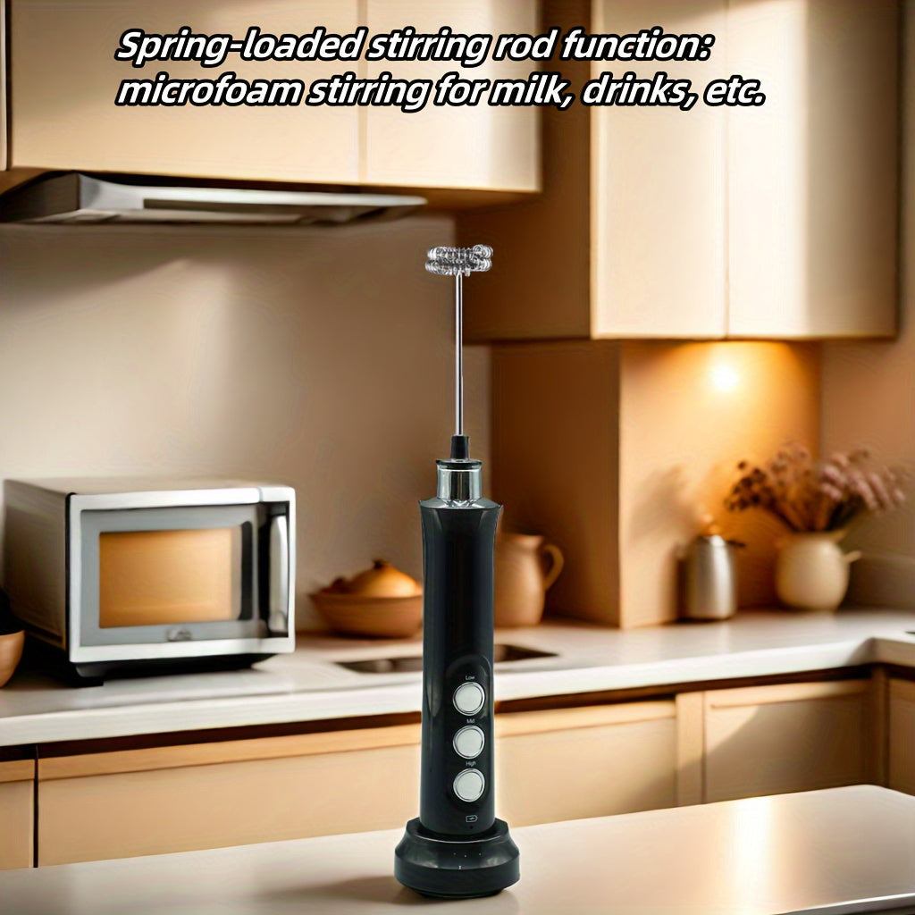 Espumador de leche eléctrico recargable 3 en 1 y creador de espuma para café y cocina