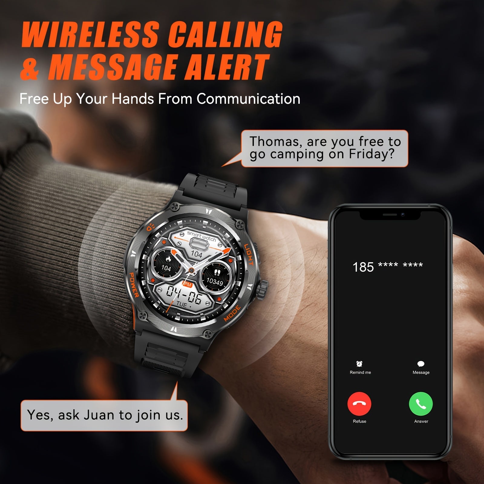 Smart Watch with 3.89cm Touch Screen 360p Waterproof 100+ Sports Modes Calorie and Weather Tracking Compatible with iPhone and Android