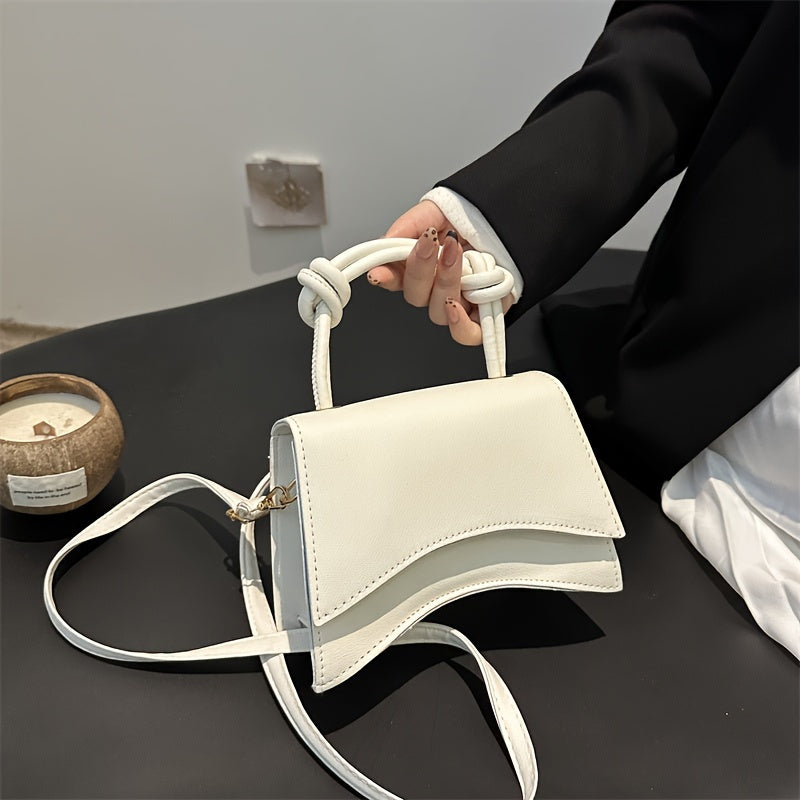 Faux Leather One-Shoulder Crossbody Bag with Adjustable Strap and Magnetic Closure for Women in White Black Camel Sky Blue