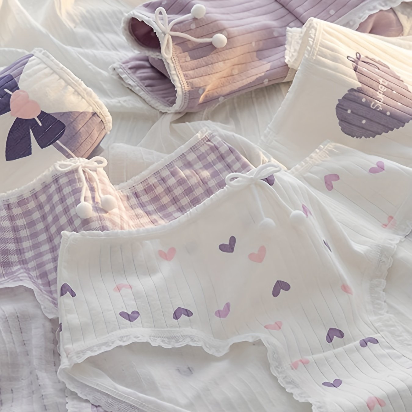 Women's Cotton Seamless Allover Print Briefs 5-Pack Breathable Comfortable Lingerie