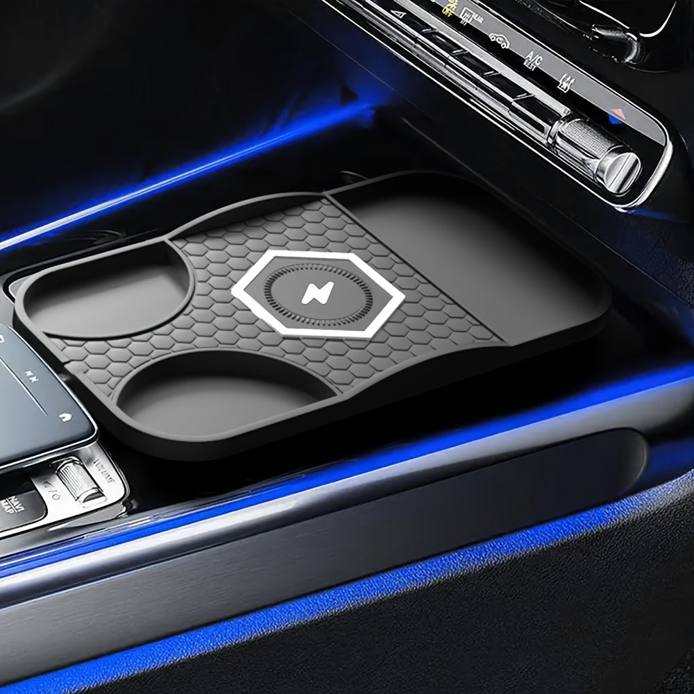 Almohadilla de cargador inalámbrico para coche con carga rápida compatible con Qi para dispositivos iPhone y Samsung