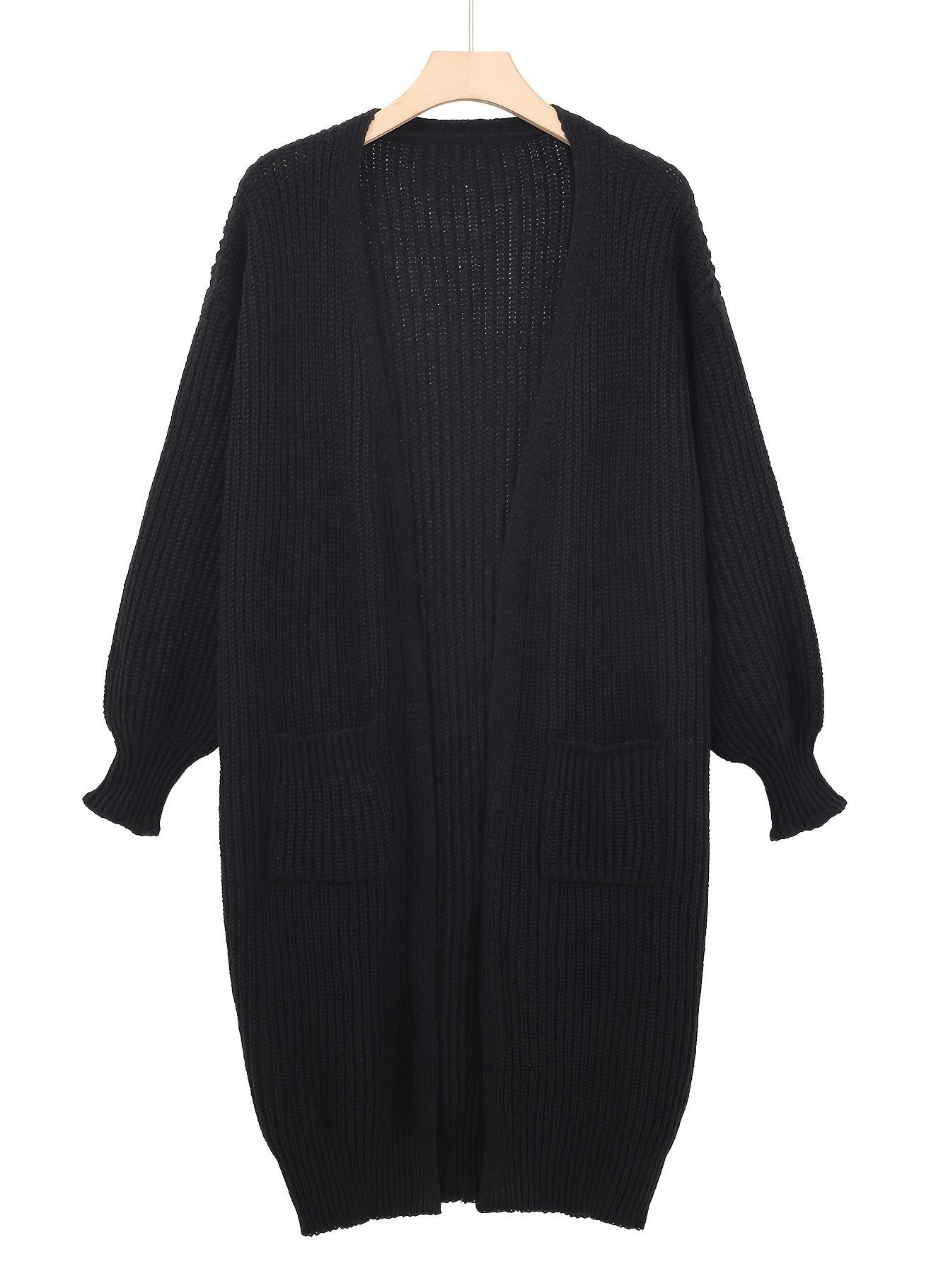 Plus Size Women's Open Front Cardigan Long Sleeve Pockets Fall Winter Fashion