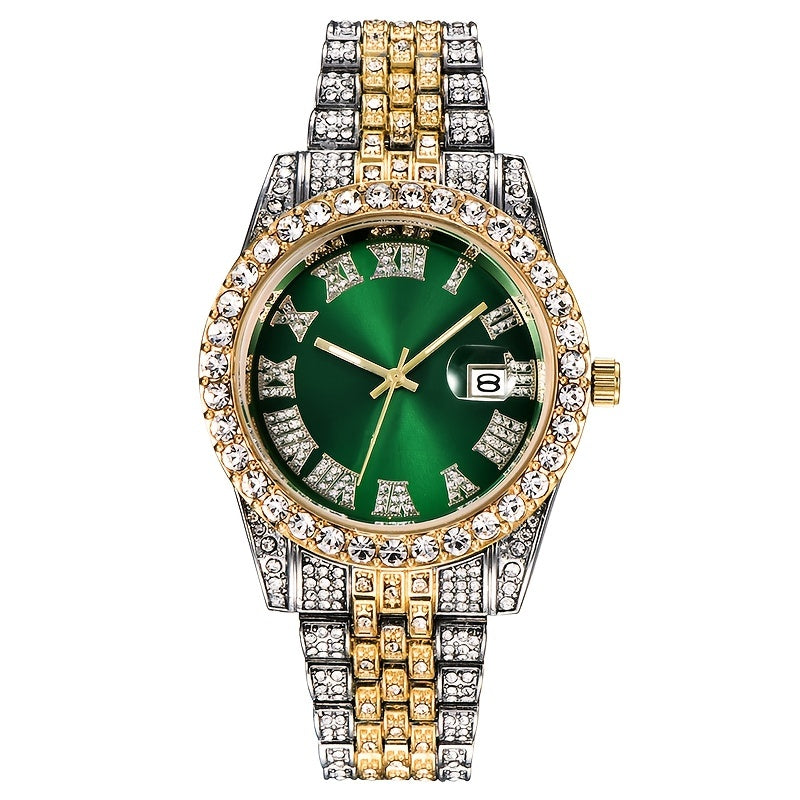 Women's Steel Band Vintage Quartz Watch with Rhinestone Dial