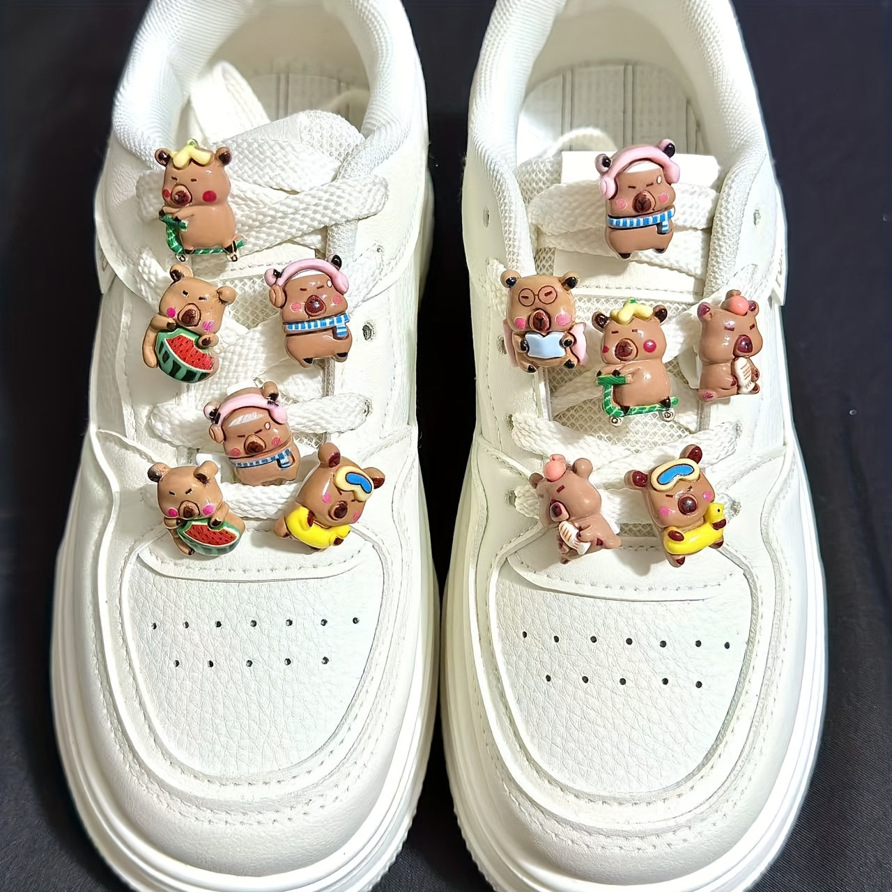 12pcs Cartoon Capybara Shoe Buckles and Laces Decorations for Sports Shoes