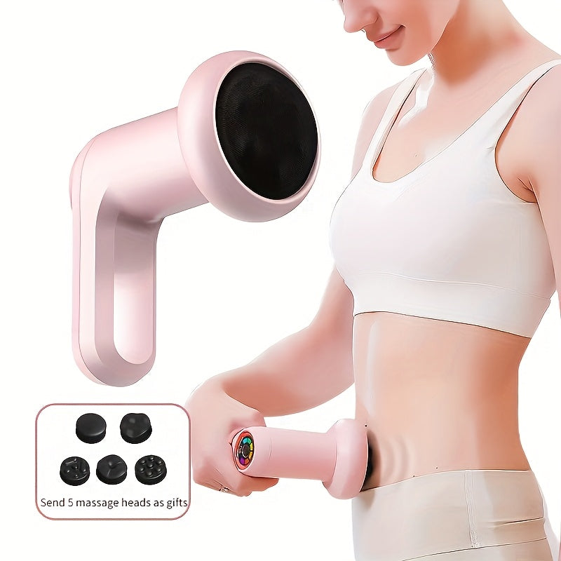 5 ta almashtiriladigan boshliqlar bilan pushti elektr qo'l massajchisi, to'liq tanani qamrab oluvchi vibratsiyali massaj, yengil, qayta zaryadlanadigan litiy batareya, ideal sovg'a, zamonaviy estetik, ergonomik dizayn.