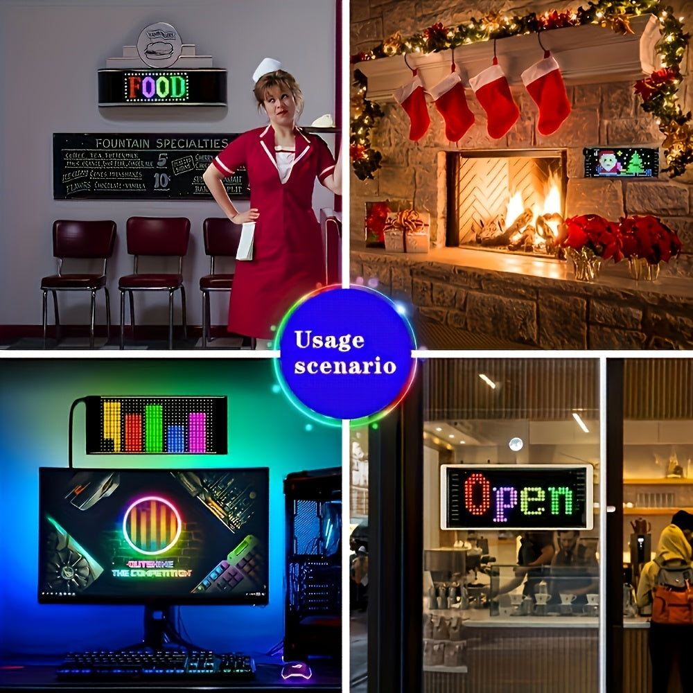 Programmable LED Smart Night Light with DIY Text Animation Wall Mount Desktop Decoration