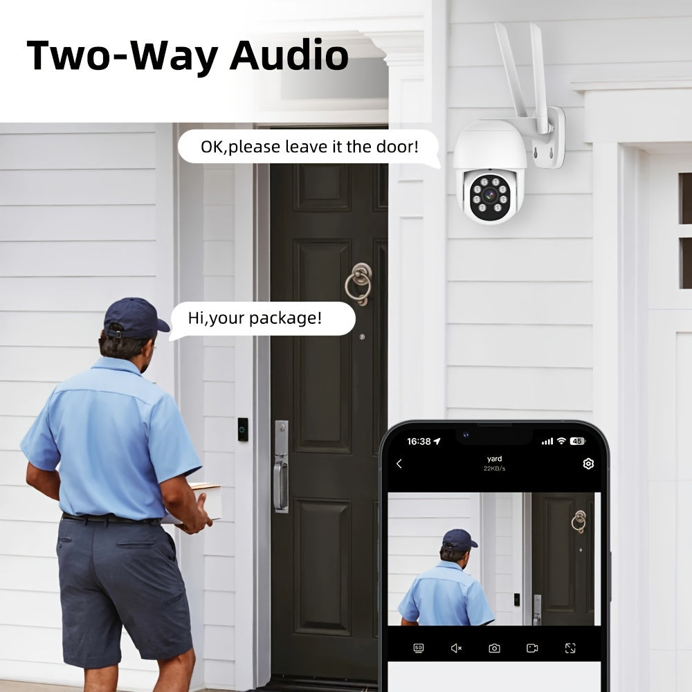 Wireless Outdoor Security Camera 360° View Motion Detection Two-Way Audio Night Vision