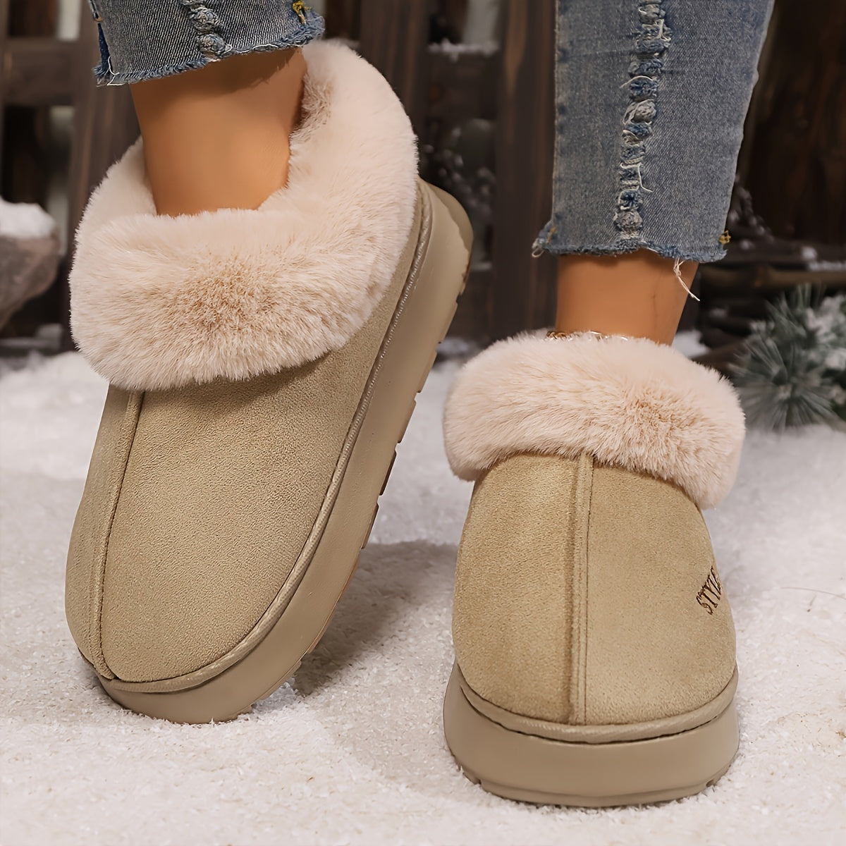 Ayollar uchun qishki issiq kengaytirilgan shippaklar, 5 rangda qulay kundalik poyabzal