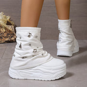 Women's Thick-Soled High-Top Boots Small Platform Motorcycle Ankle Boots