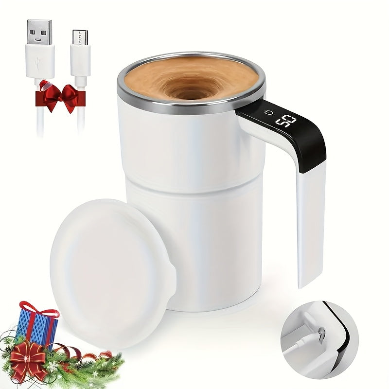 Electric USB Rechargeable Coffee Cup with LED Temp Display White Insulated