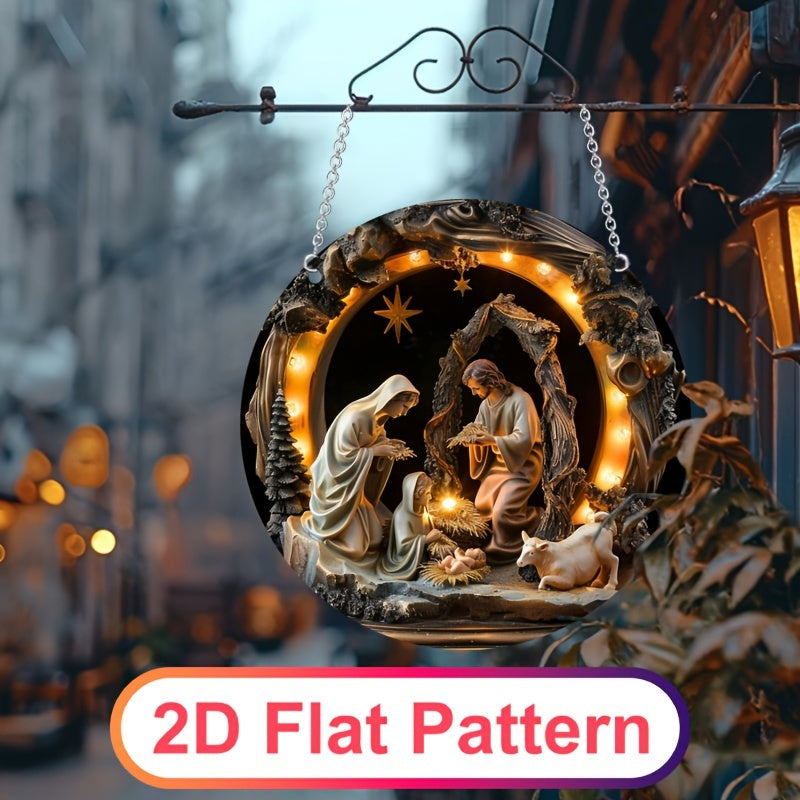 Decoración colgante de escena de Navidad de acrílico 14.99 cm Estilo boho Regalo navideño