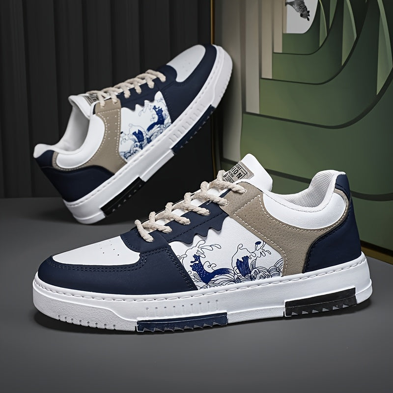 Мужские низкие кроссовки на шнуровке с прорезиненным верхом из PU и текстильной стелькой