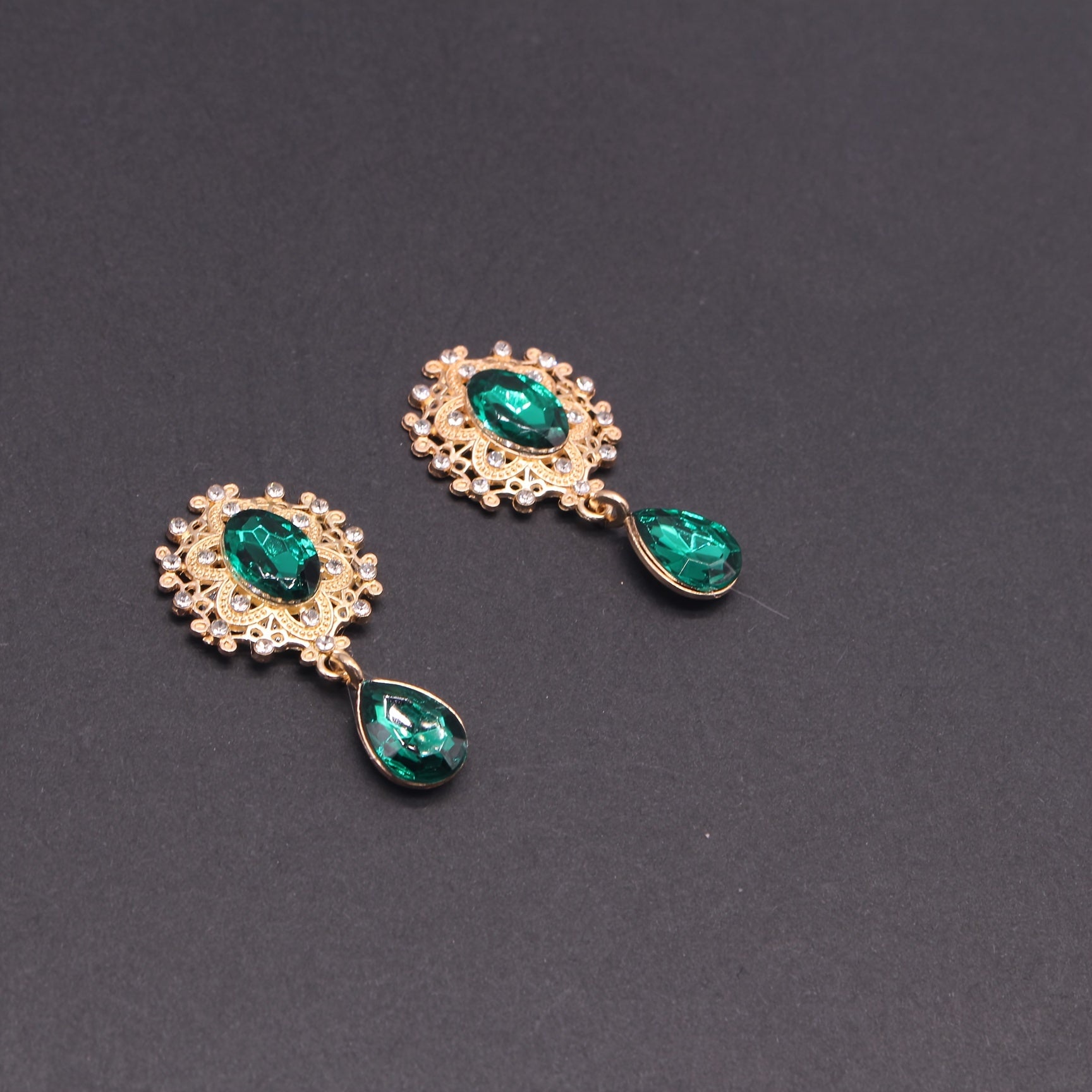 10Pcs Hair Ornaments Set Green Gemstone Water Drop Alloy Clips for DIY Jewelry