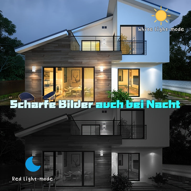 Cámara de seguridad WiFi de doble lente 720P HD Visión nocturna Detección de movimiento Audio bidireccional para exteriores