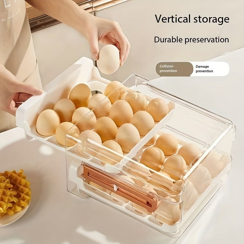 Egg Storage Box Stackable Plastic Fridge Organizer for 60 Eggs