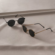 Conjunto de gafas de metal retro para mujer con lentes redondos para vacaciones y uso casual