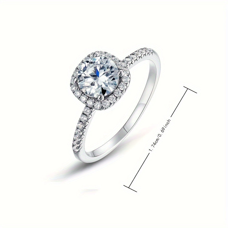 Кольцо из стерлингового серебра с Moissanite 6,5 мм 0,98 карата элегантное украшение для повседневной носки