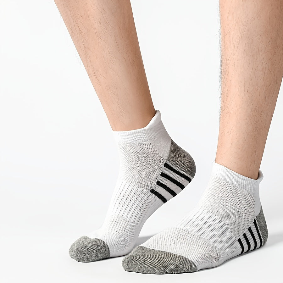 Men's Cotton Striped Sports Socks Breathable Soft Summer Fitness Pack of 12