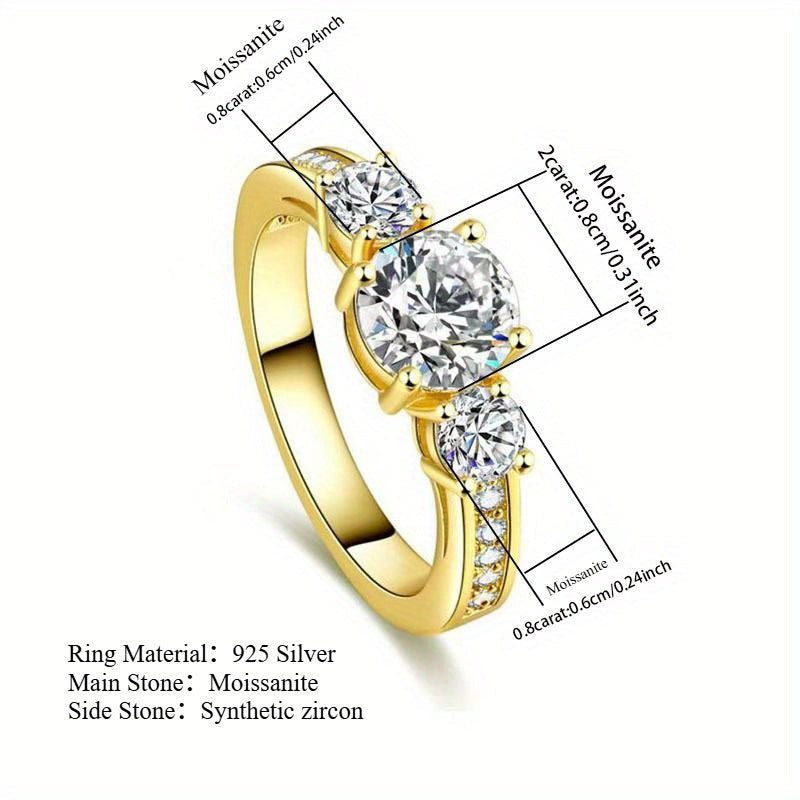 Sterling Silver Moissanite Engagement Ring 3.6 Carat Vintage Style Unisex