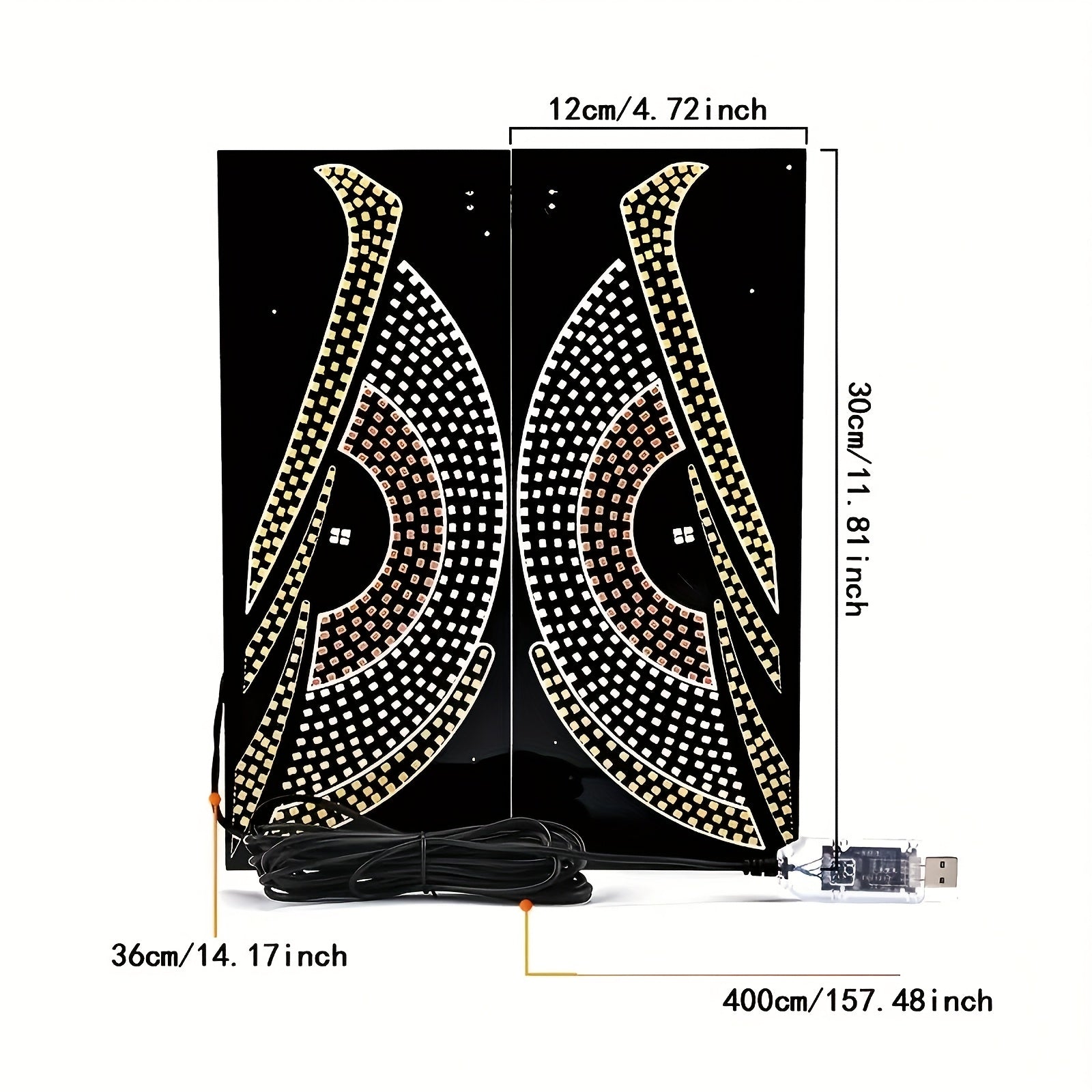 2 ta USB bilan quvvatlanadigan Devil's Eye LED avtomobil chiroqlari, simsiz, muhitli transport dekoratsiyasi