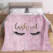 Pink Flannel Throw Blanket with Eyelash Print for Girls Women Moms All-Season Cozy Bed Sofa Chair