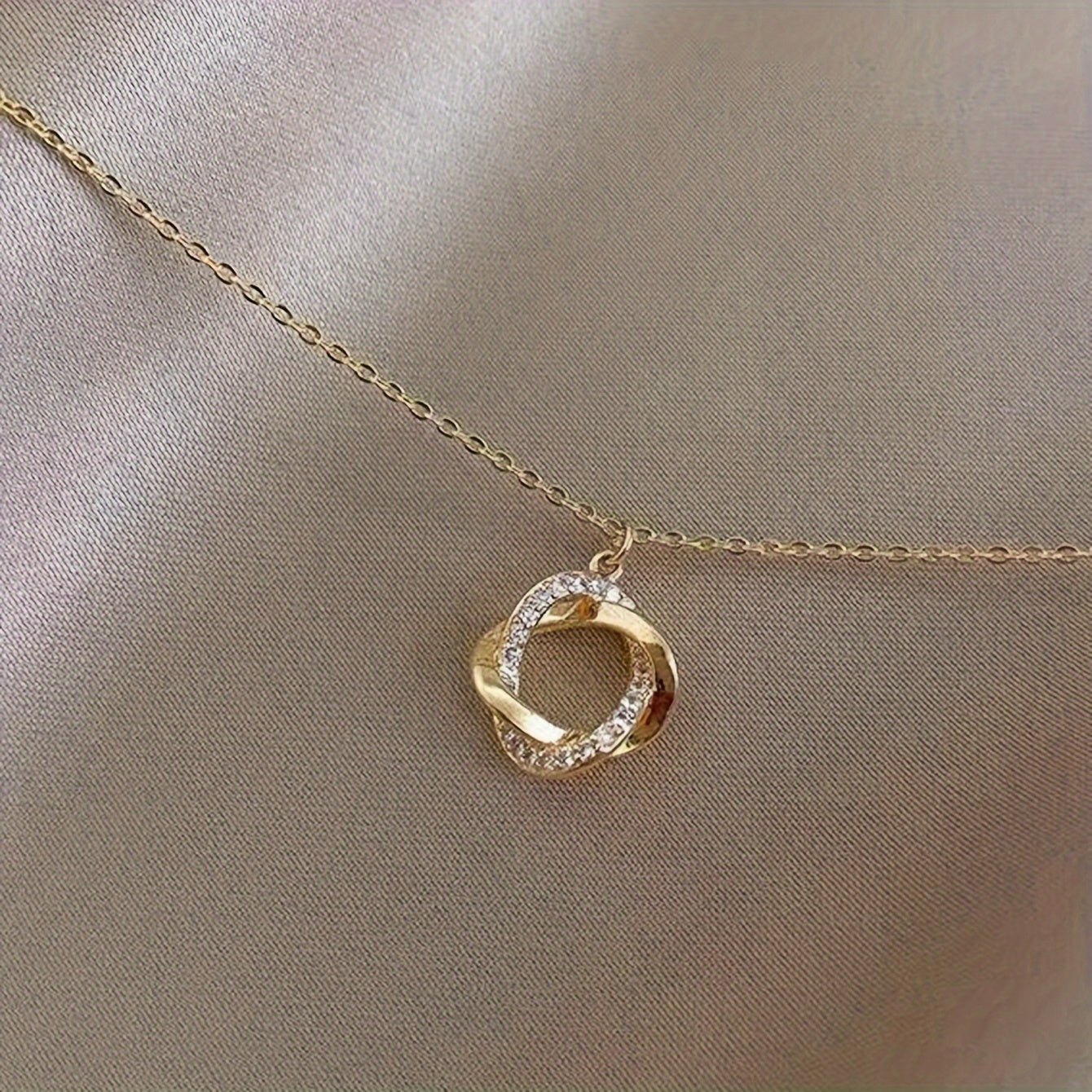 Women's Gold Pendant Necklace with Faux Diamond for Daily Wear