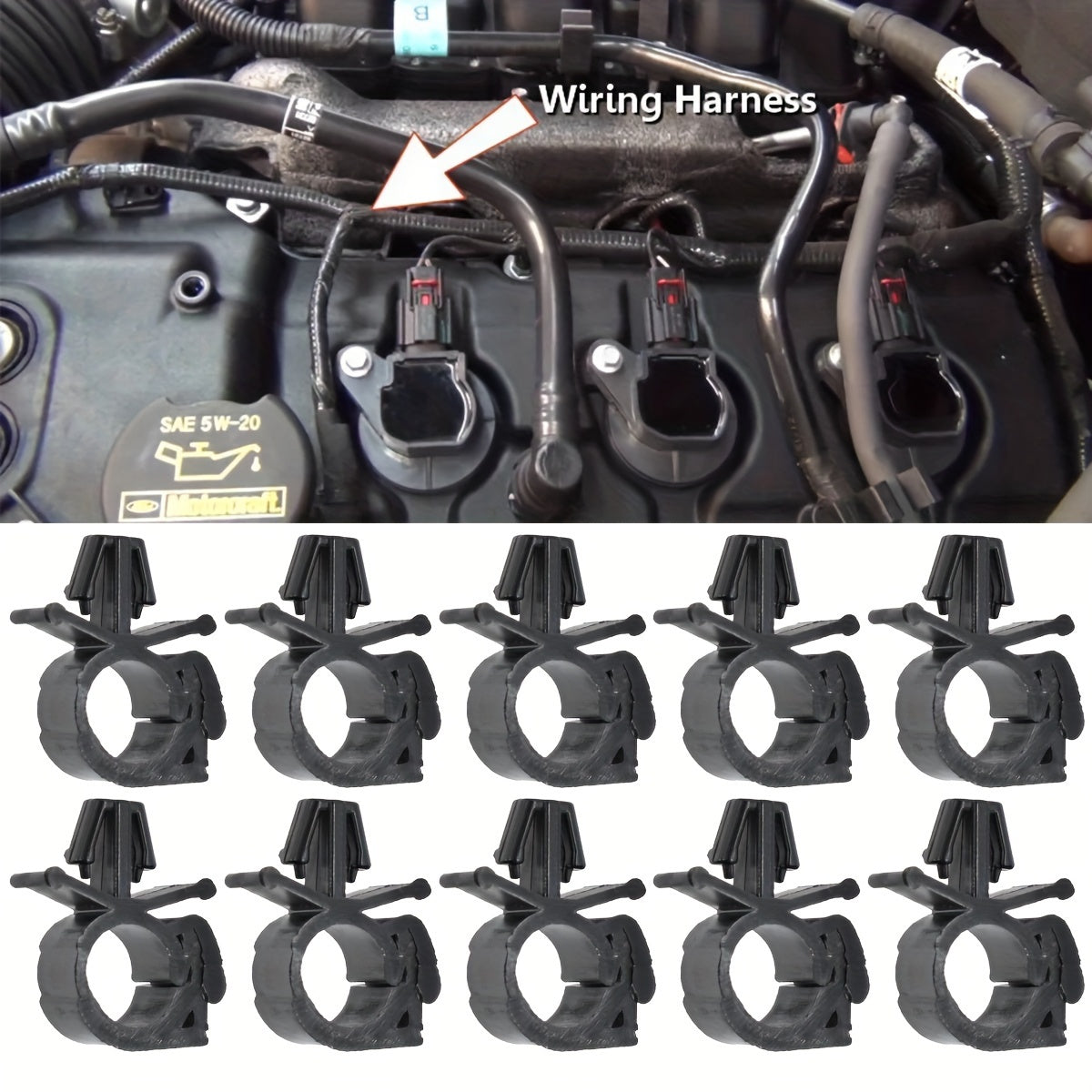20pcs Clips de sujeción para arnés de cables de coche, abrazaderas, bridas para tubos de aceite