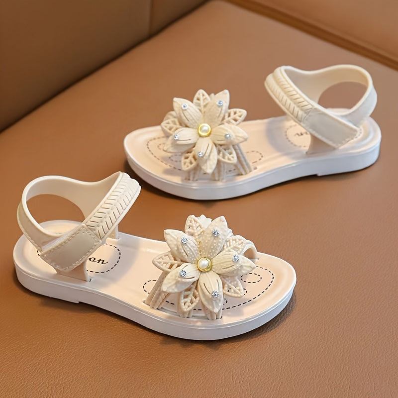 Girls' Floral Princess Sandals with Low Heel Lightweight Breathable Summer