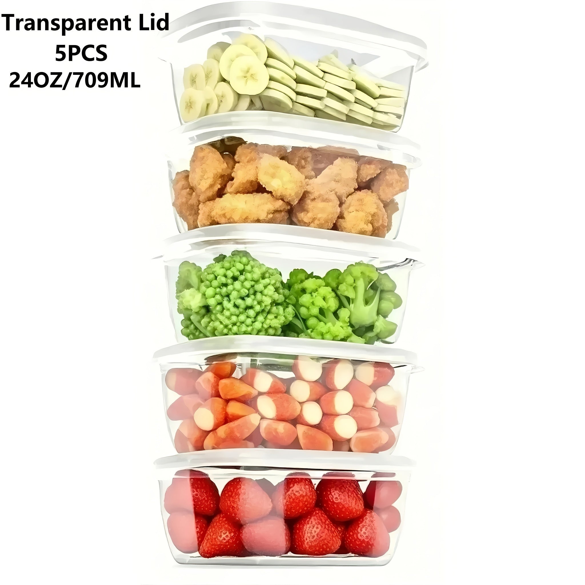 Многоразовые пластиковые контейнеры для хранения продуктов с крышками, упаковка 5 или 12, без BPA, для фруктов, овощей, мяса и круп
