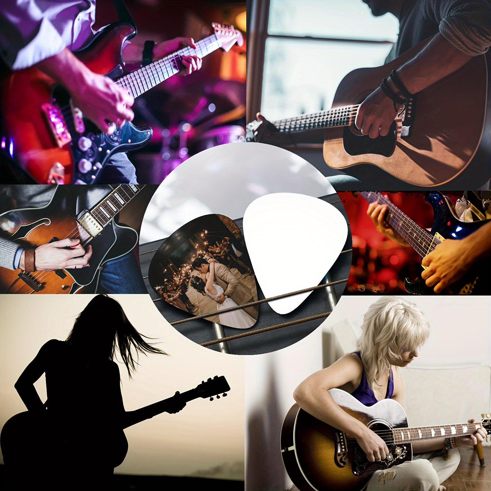 Personalized Guitar Picks with Custom Text Photo or Name in White or Black 3 Thicknesses