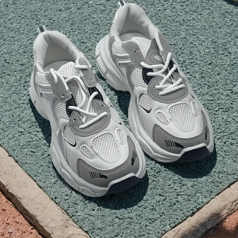 Men's Breathable Mesh Color-Block Sneakers with EVA Sole and Fabric Insole